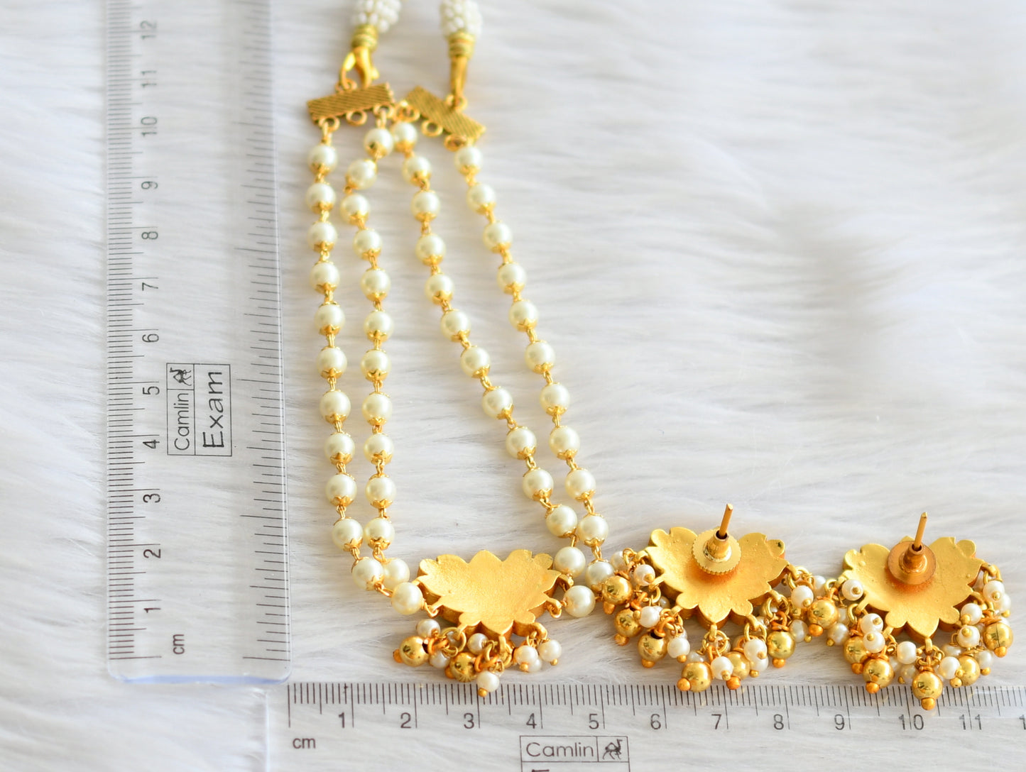 Gold tone navarathna kundan jadau lotus choker necklace set dj-43931