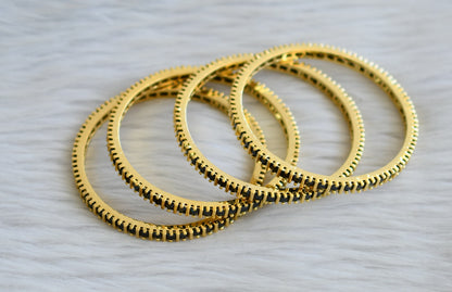 Gold tone black square stone set of 4 bangles(2.6) dj-45648