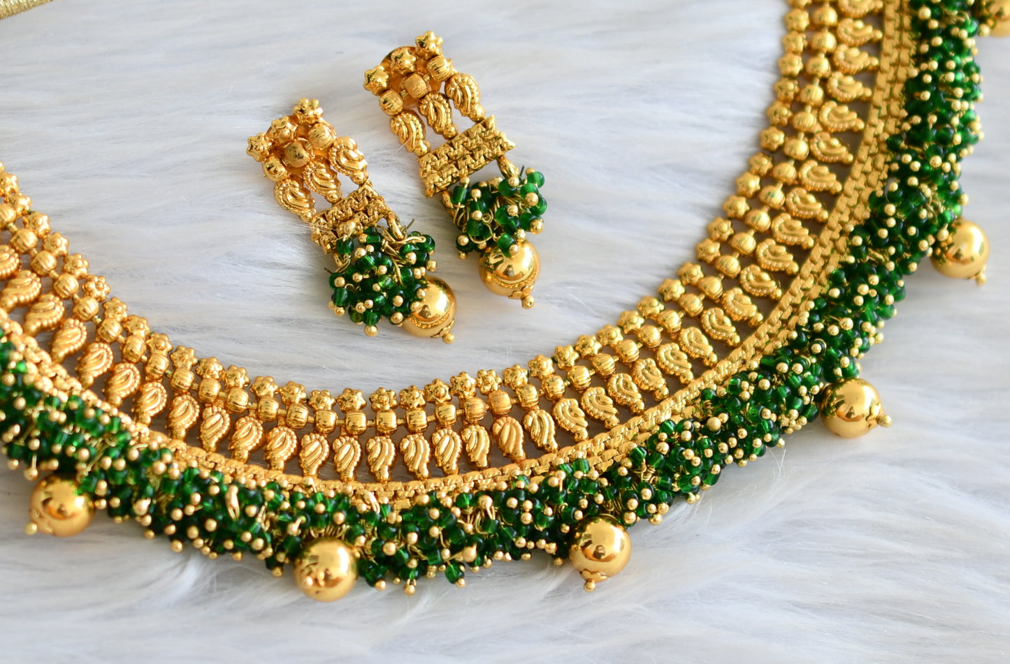 Antique green cluster necklace set dj-03885