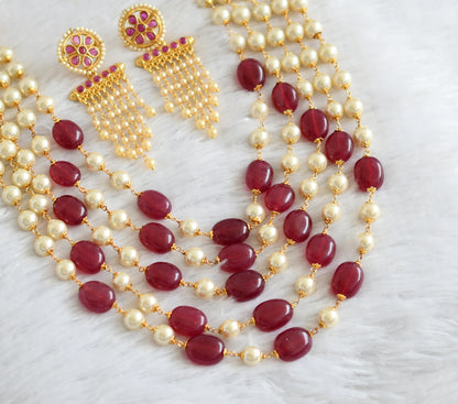 Antique gold tone Multilayer Ruby-pearl Heavy Haar Set dj-09204