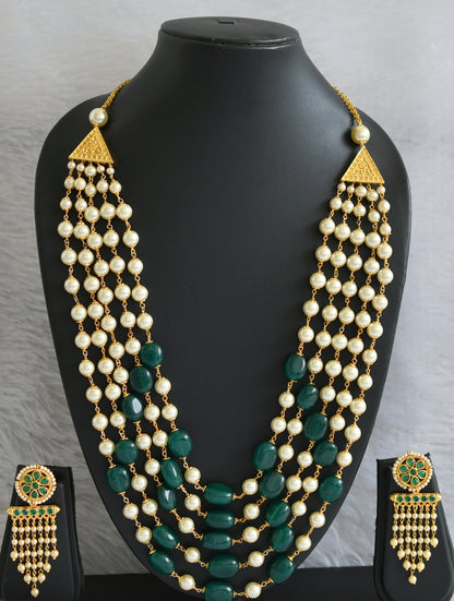 Antique gold tone Multilayer Pearl-emerald Heavy Haar Set dj-09202