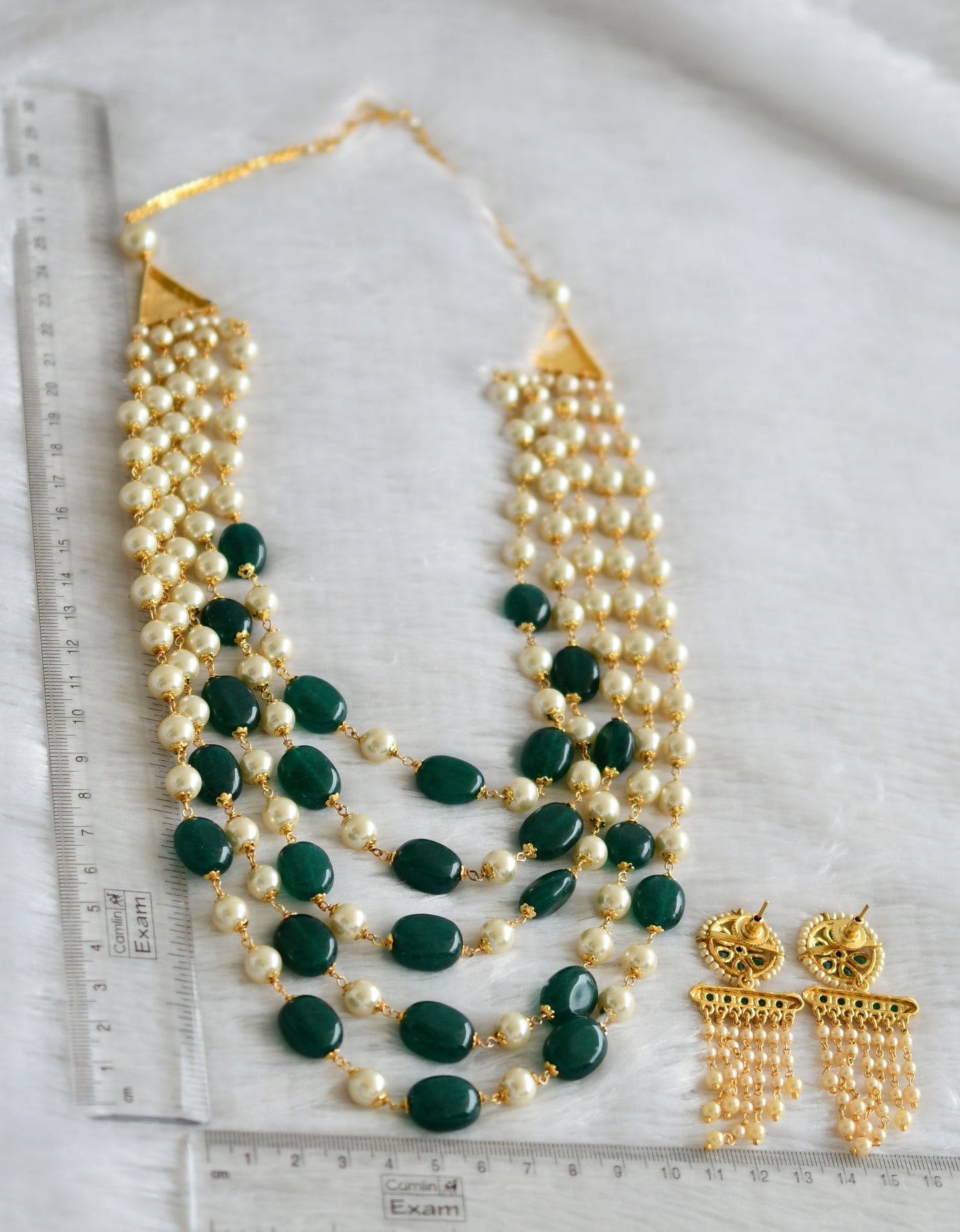 Antique gold tone Multilayer Pearl-emerald Heavy Haar Set dj-09202