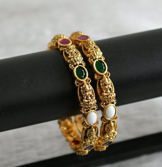 Antique navarathna stone lakshmi bangles(2.4) dj-49143