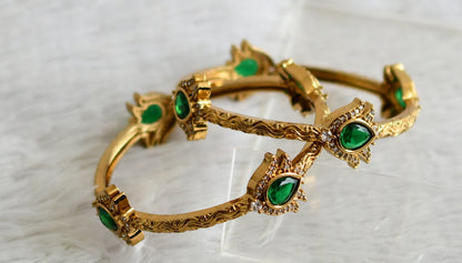 Antique cz bottle green lotus bangles(2.6) dj-49149