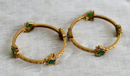 Antique cz bottle green lotus bangles(2.6) dj-49149