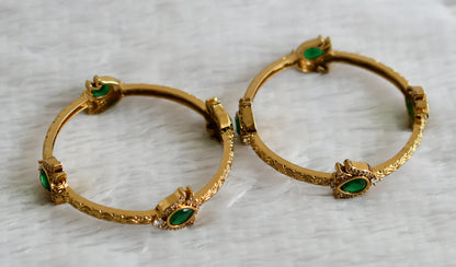 Antique cz bottle green lotus bangles(2.4) dj-49351