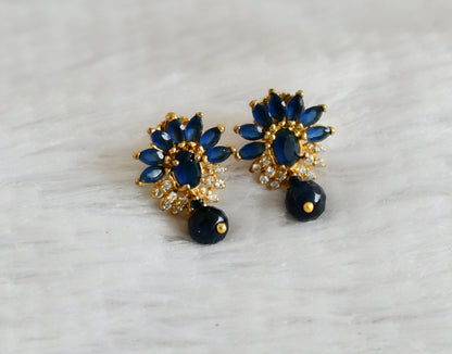 Gold tone blue stone small earrings dj-49168