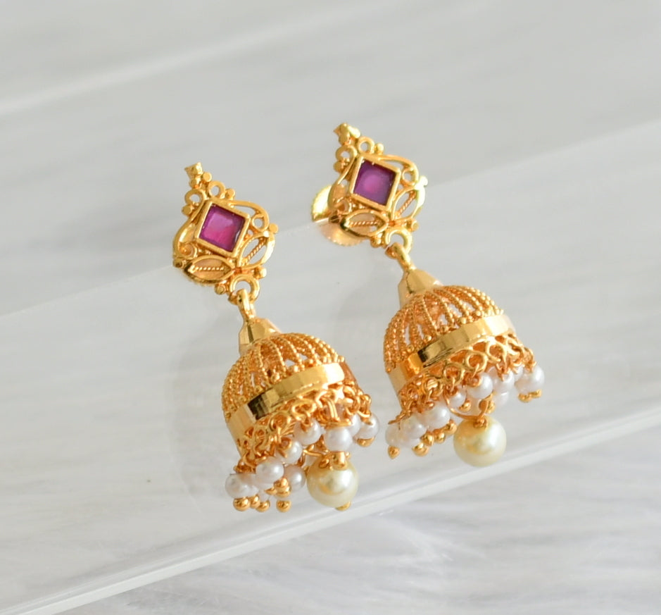 Gold tone ruby pearl jumkka dj-43961