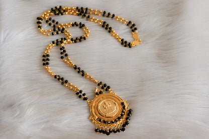 Gold tone Lakshmi coin karimani mala/mangalsutra chain dj-42632