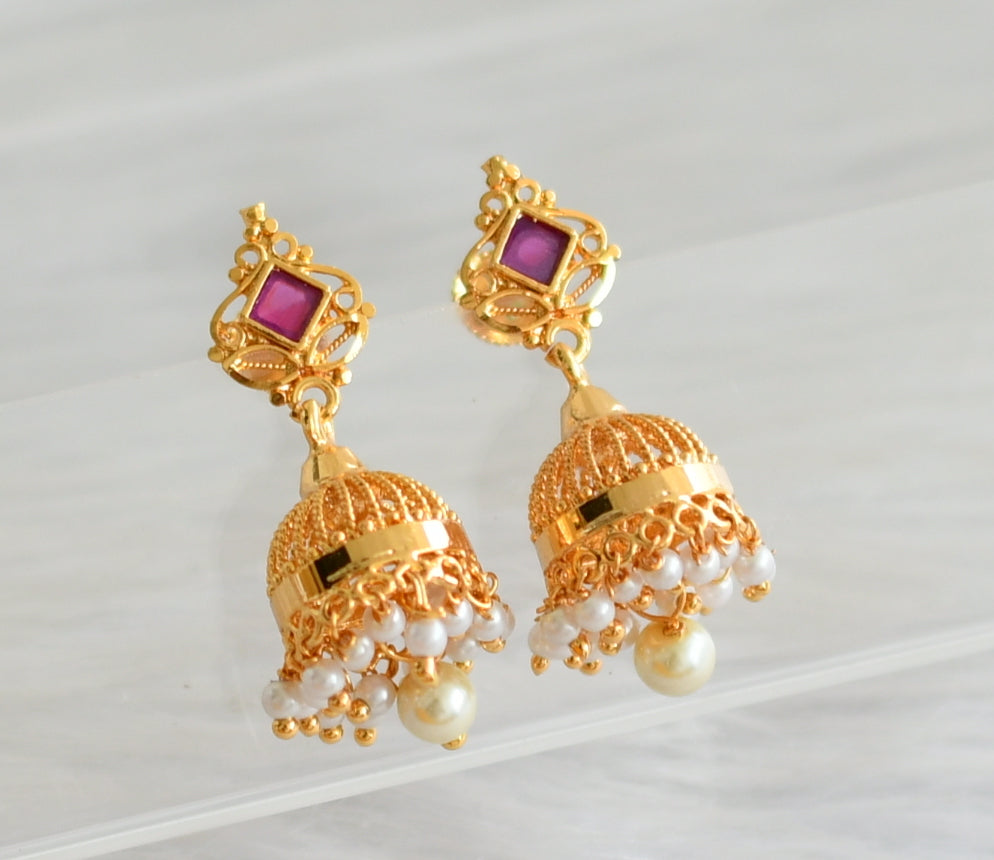 Gold tone ruby pearl jumkka dj-43961