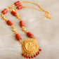 Gold tone coral beaded Lakshmi coin chain dj-42631