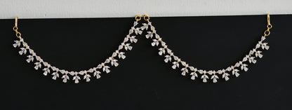 Gold tone cz white stone ear side chain dj-49164