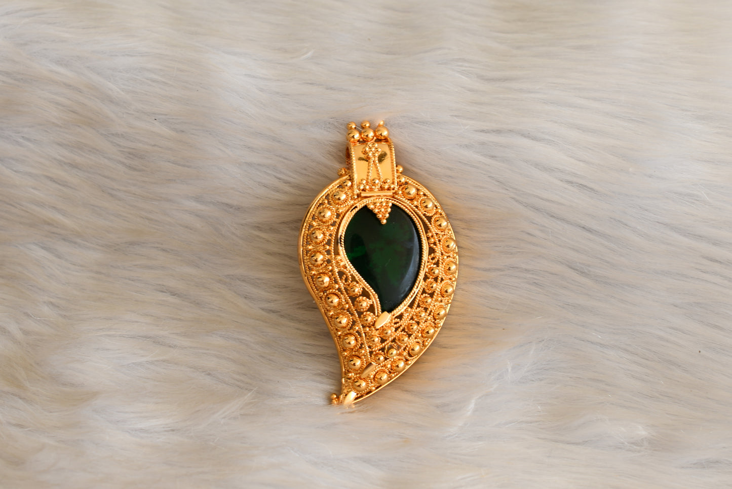 Gold tone Kerala style green mango pendant dj-42644