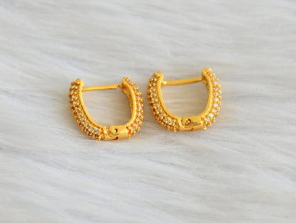 Gold tone cz white hoop earrings dj-43955