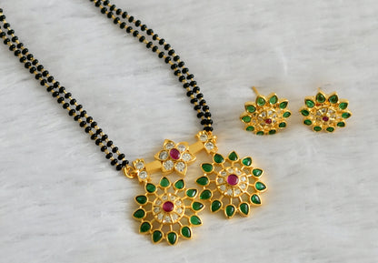 Gold tone green-white-kemp designer mangalsutra set dj-35443