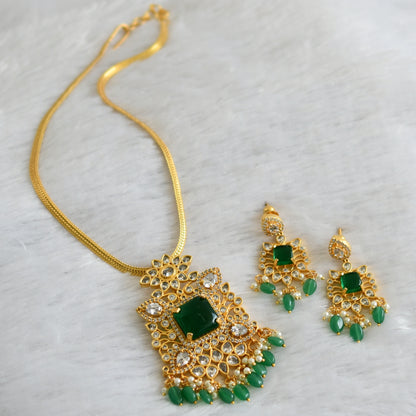 Gold tone green-white designer necklace set dj-35447