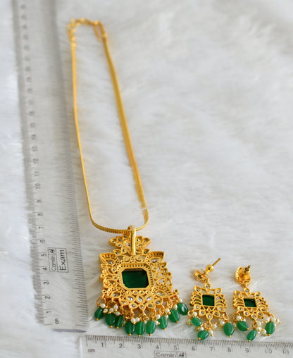 Gold tone green-white designer necklace set dj-35447