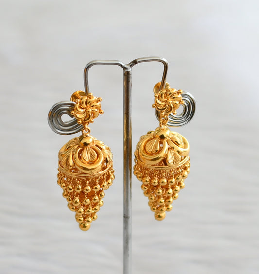 Gold tone Kerala style step jhumkka dj-42439