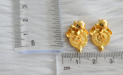 Gold tone cz white lakshmi coin stud/earrings dj-43951