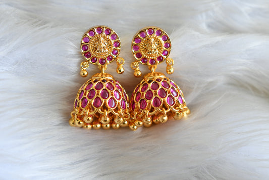 Gold tone kemp Lakshmi screw back jhumkka dj-42653