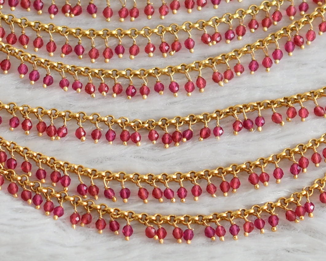 Matte finish pink beaded multi layer ear side chain dj-49161