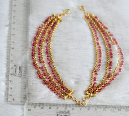 Matte finish pink beaded multi layer ear side chain dj-49161