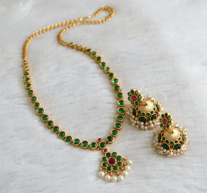 Matte finish green-kemp pearl flower necklace set dj-47379