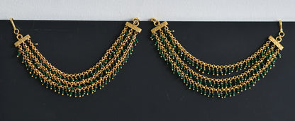 Matte finish green beaded multi layer ear side chain dj-49162