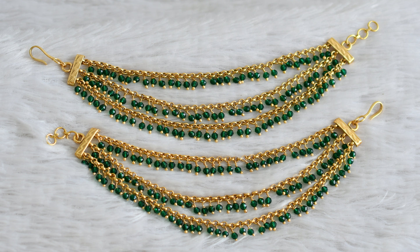 Matte finish green beaded multi layer ear side chain dj-49162