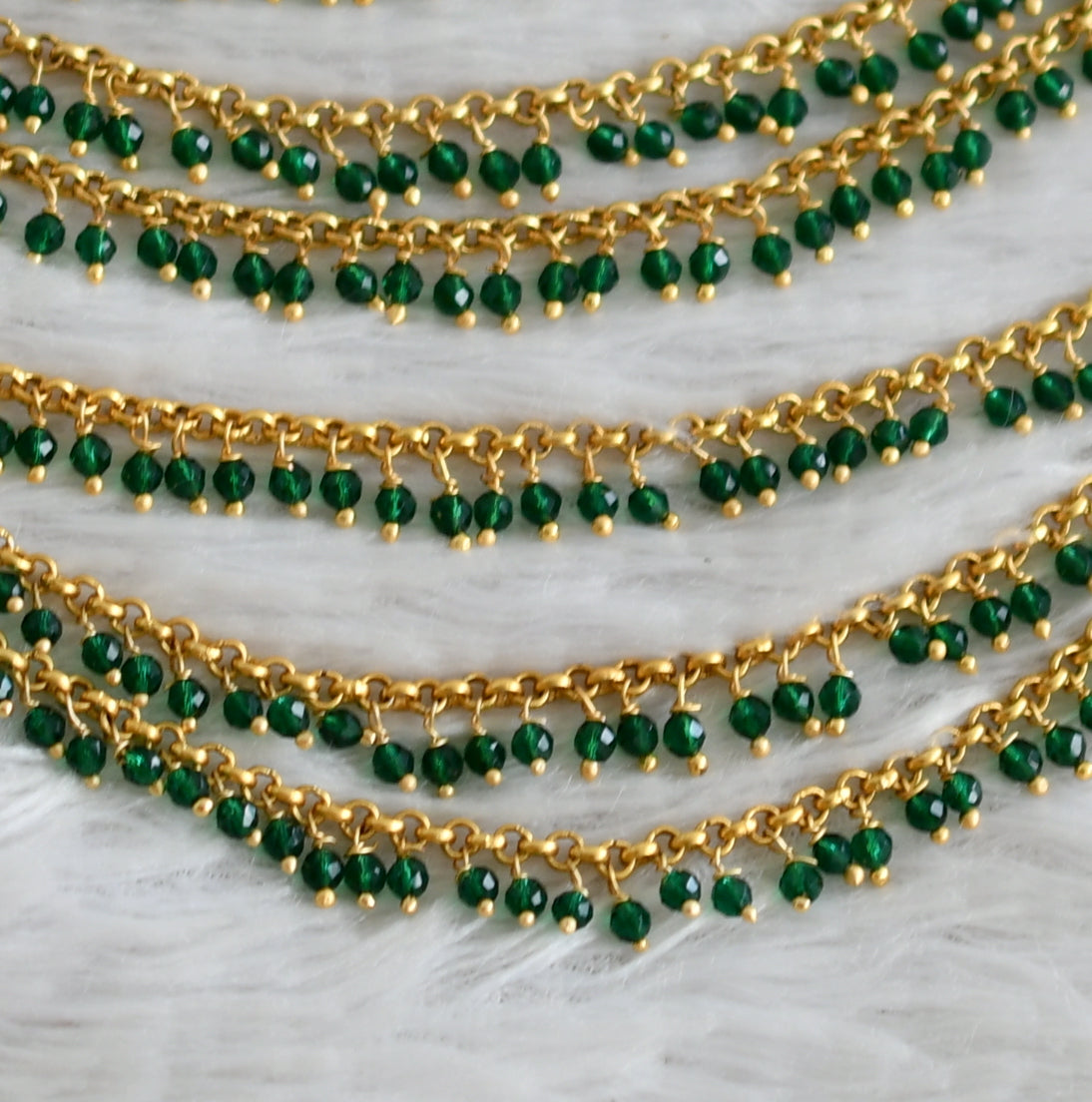 Matte finish green beaded multi layer ear side chain dj-49162