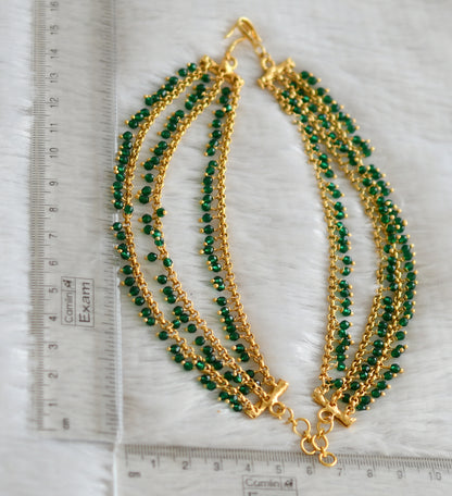 Matte finish green beaded multi layer ear side chain dj-49162