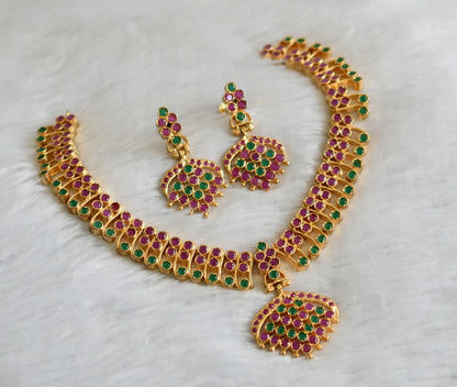 Gold Tone Ruby-green Necklace Set-dj09270