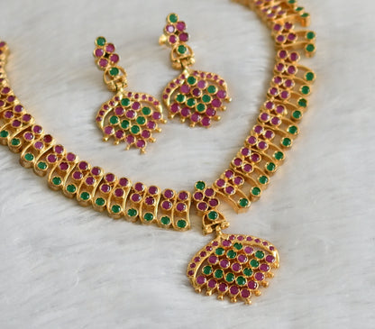 Gold Tone Ruby-green Necklace Set-dj09270