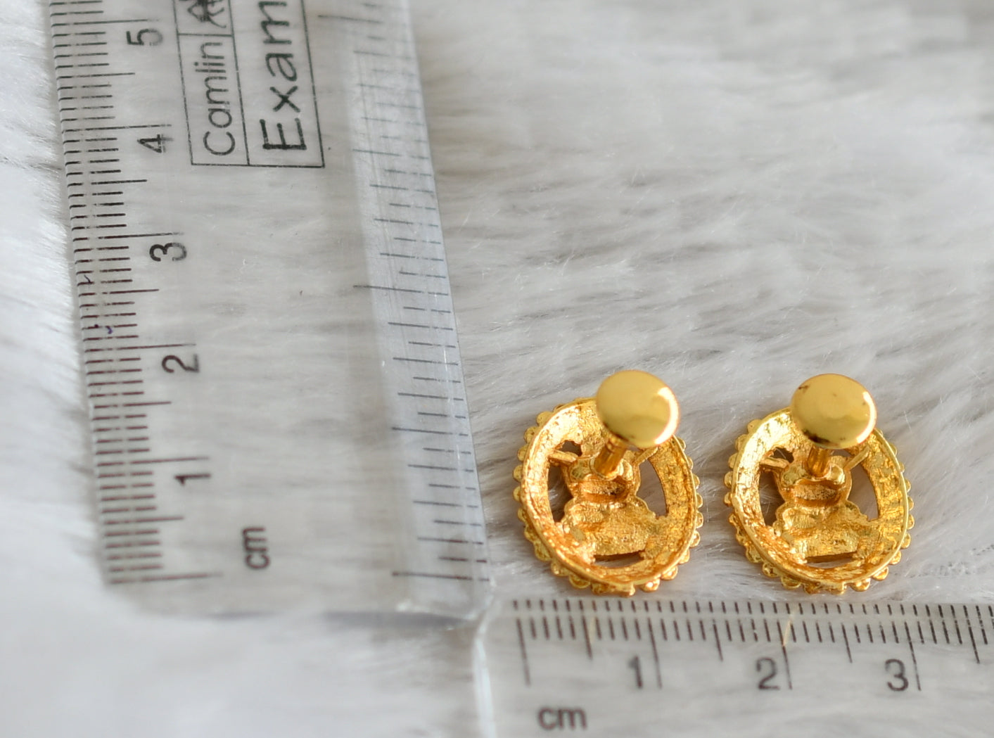 Gold look alike lakshmi oval earrings/stud dj-49207