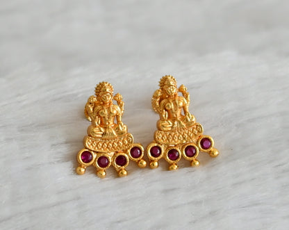 Gold look alike pink stone lakshmi screw back earrings/stud dj-49208