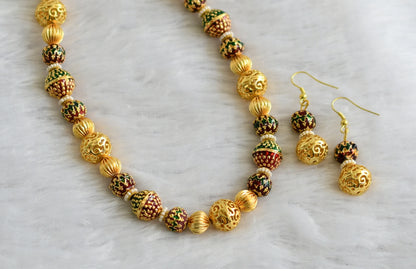 Awesome Gold Tone Designer Meenakari Beads Necklace Set -dj09337