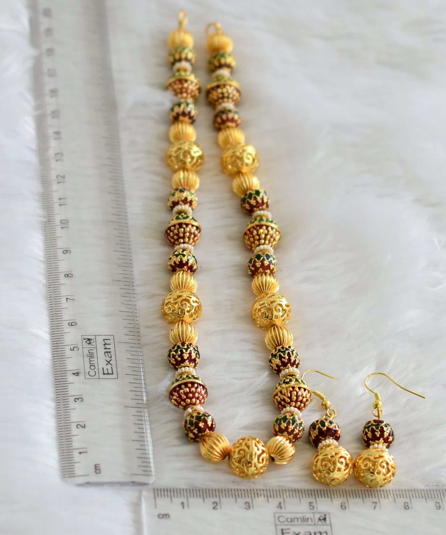 Awesome Gold Tone Designer Meenakari Beads Necklace Set -dj09337