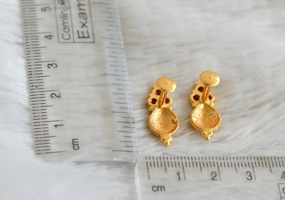 Gold look alike  pink flower screw back earrings/stud dj-49212