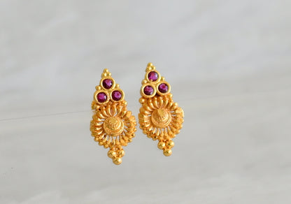 Gold look alike pink stone screw back earrings/stud dj-49211