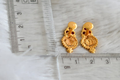 Gold look alike pink stone screw back earrings/stud dj-49211