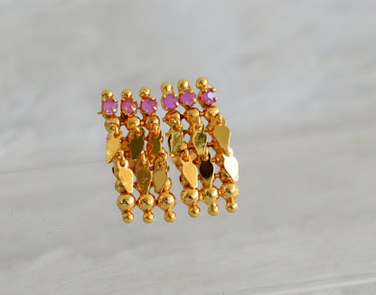 Gold look alike pink elakka screw back earrings dj-49206