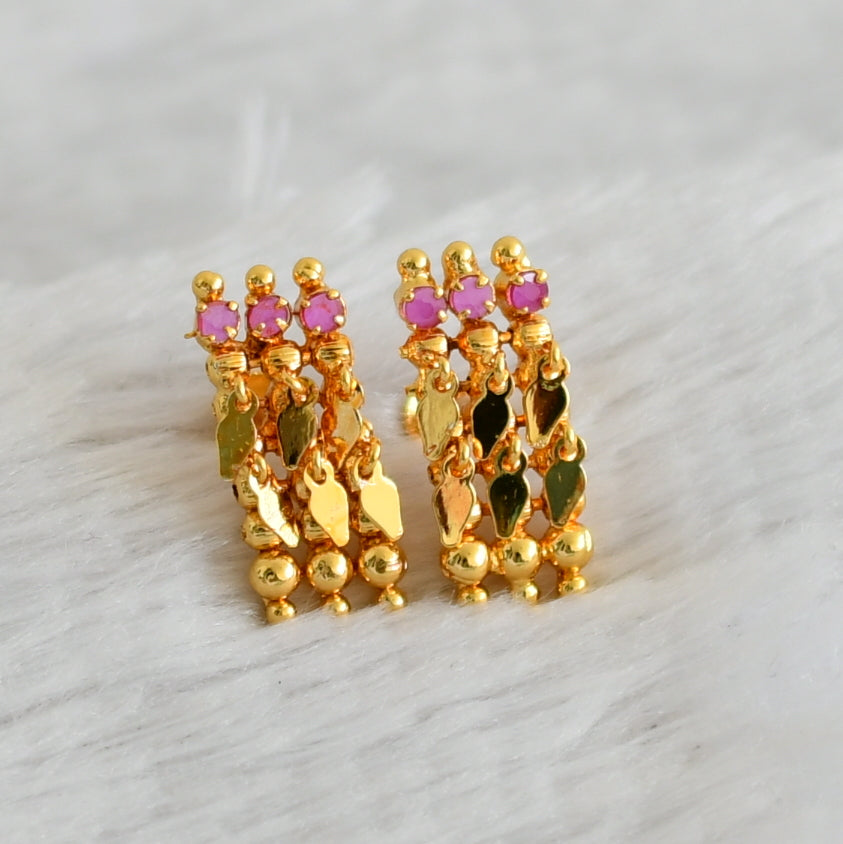 Gold look alike pink elakka screw back earrings dj-49206