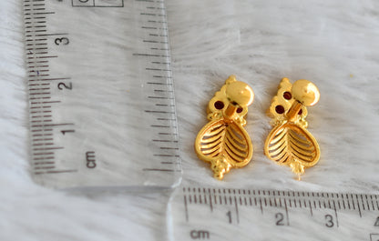 Gold look alike pink stone screw back earrings/stud dj-49209