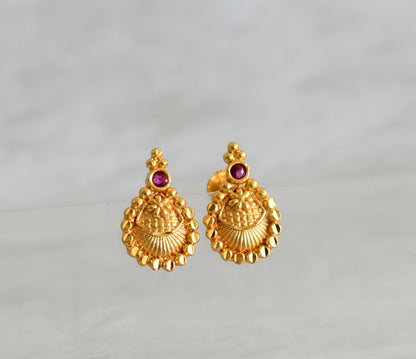 Gold look alike pink stone screw back earrings/stud dj-49219