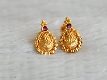 Gold look alike pink stone screw back earrings/stud dj-49219