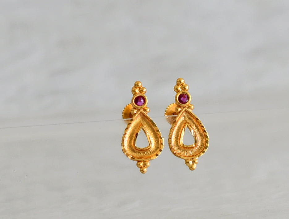 Gold look alike pink stone screw back earrings/stud dj-49222