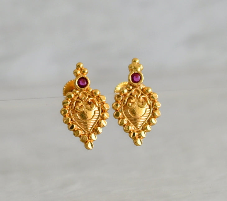 Gold look alike pink stone screw back earrings/stud dj-49220