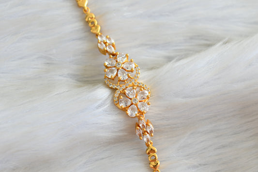Gold tone Cz White flower bracelet dj-42668