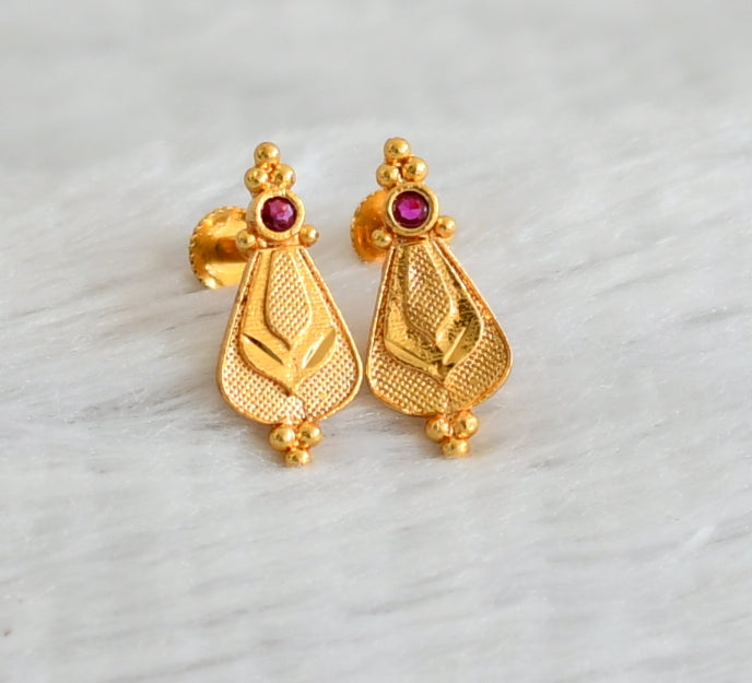 Gold look alike pink stone screw back earrings/stud dj-49216