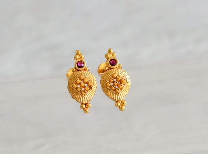 Gold look alike pink stone screw back earrings/stud dj-49217